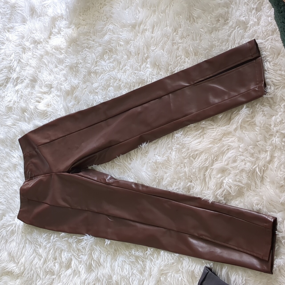 Brown pleather pants